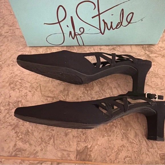 Black Slingback Pumps - Picture 3 of 6